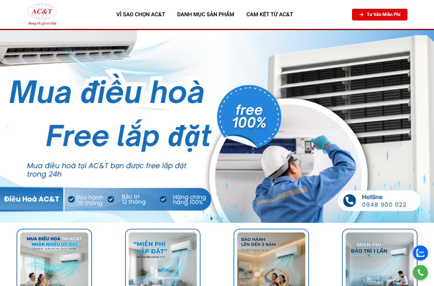 Ảnh chụp website Daikin Điều Hòa ACT