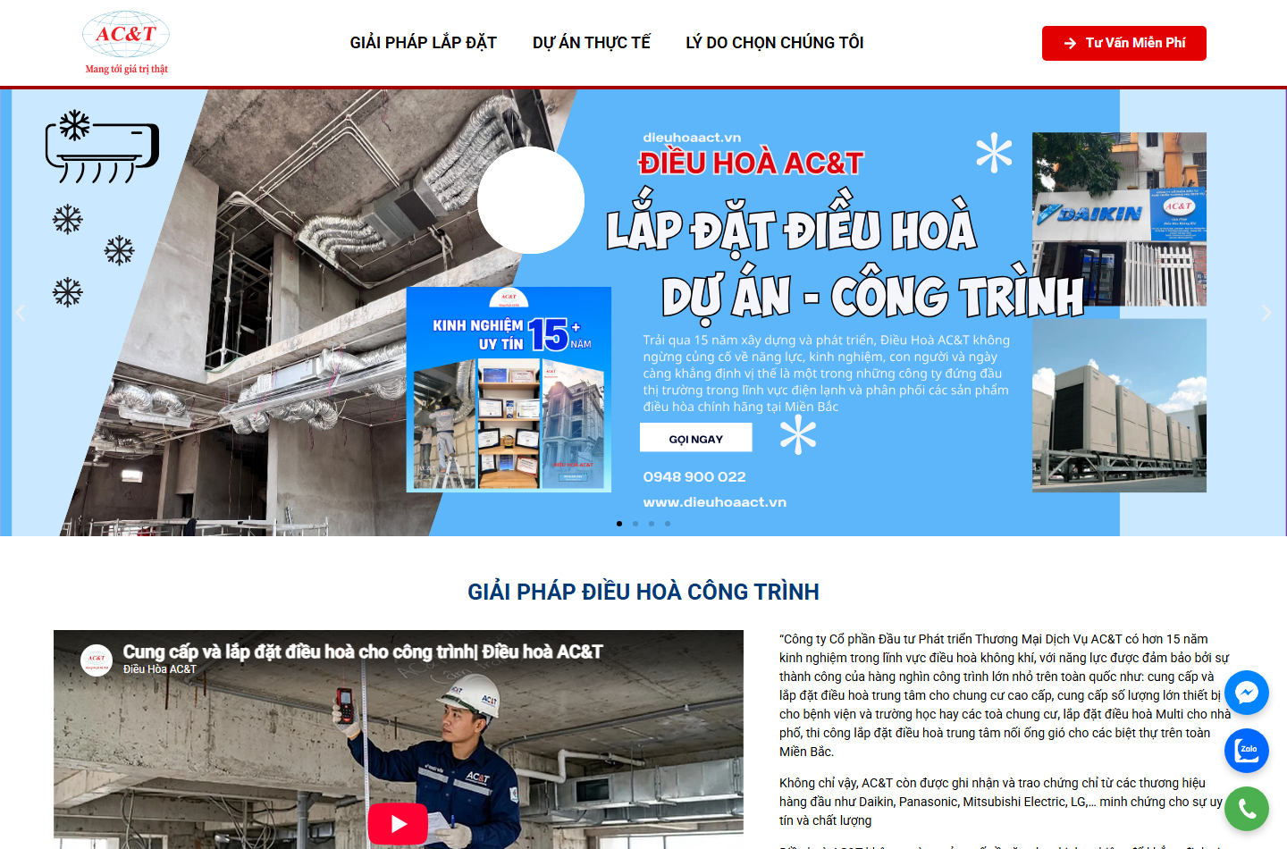 Ảnh chụp website Lắp đặt điều hòa ACT